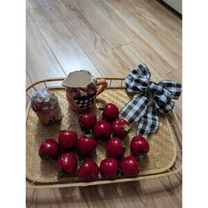 Charming Vintage Apple Kitchen Decor Set – Sugar Shaker, Creamer & Faux Fruit